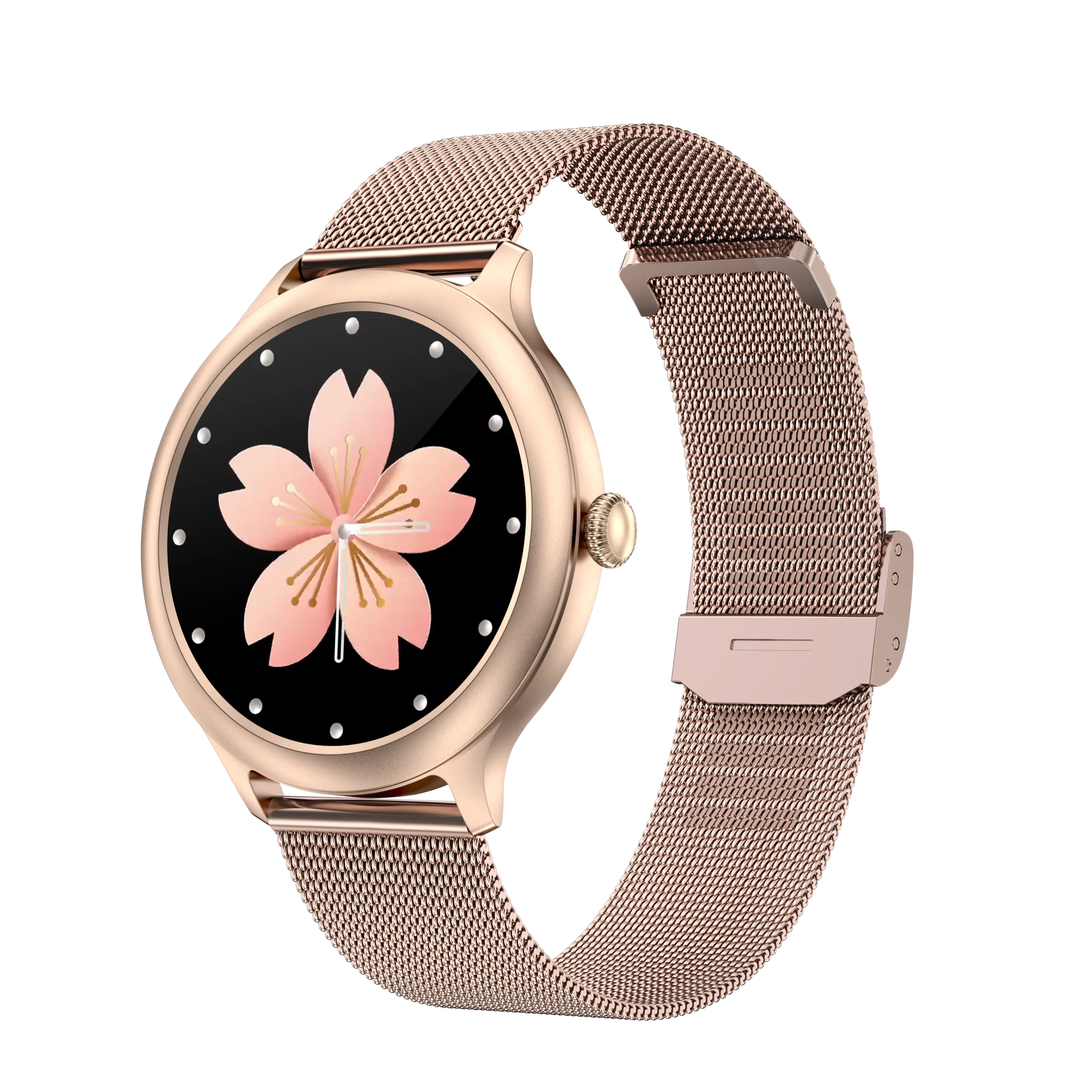 

Smart watch DK19 fashion Round shape Women Sport samrt watch buletooth watherproof sleepheart rateblood pressure Monitor