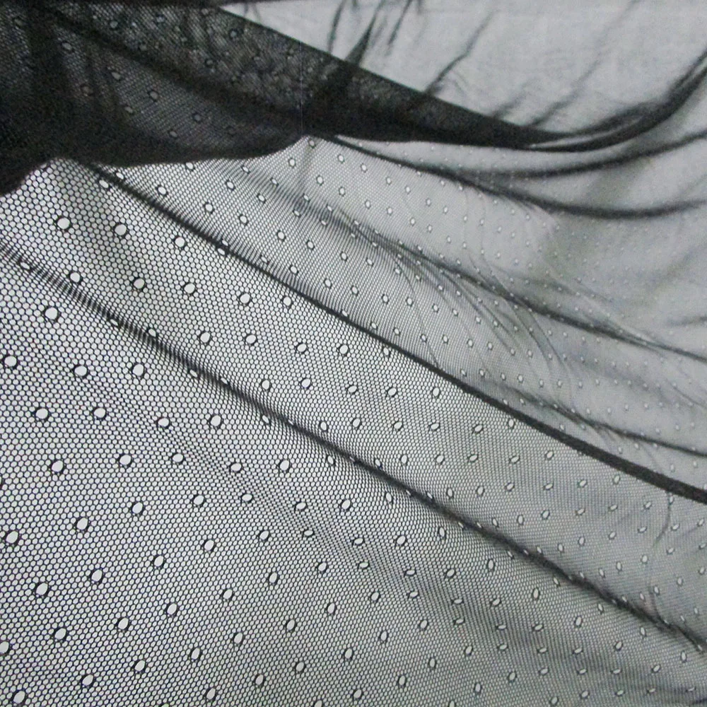 Сетчатая ткань цвета слоновой кости эластичная кружевная в горошек для свадьбы