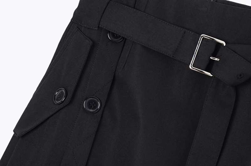 

[EAM] High Waist Black Buckle Irregular Split Joint Short Half-body Skirt Women Fashion Tide New Spring Summer 2021 1DA427