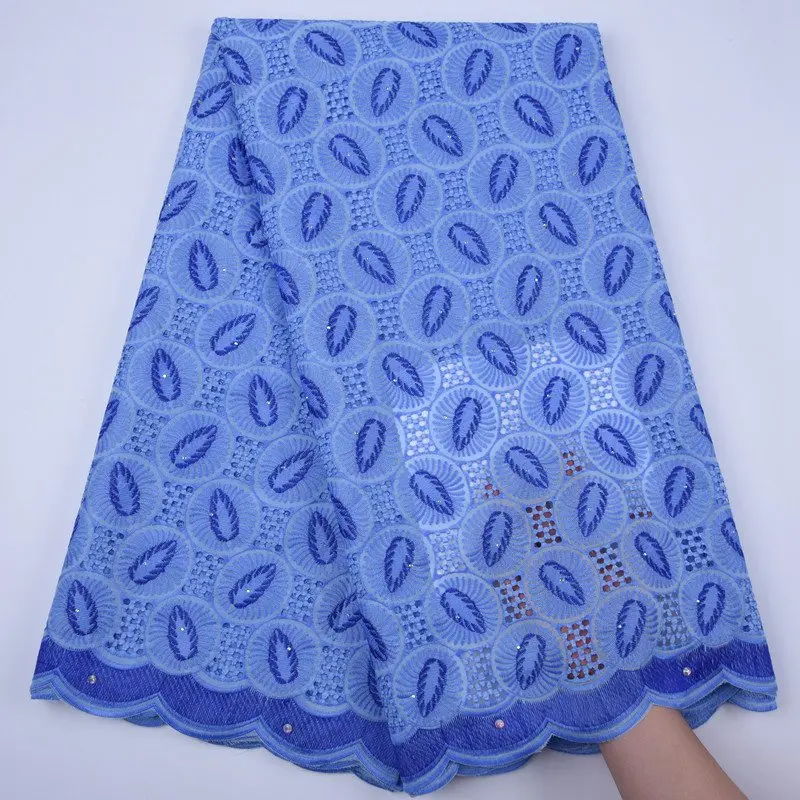 

Nigerian Wedding African Lace Fabric Sky Blue African Cotton Swiss Voile Lace In Switzerland High Quality Dry Lace Fabric S1747