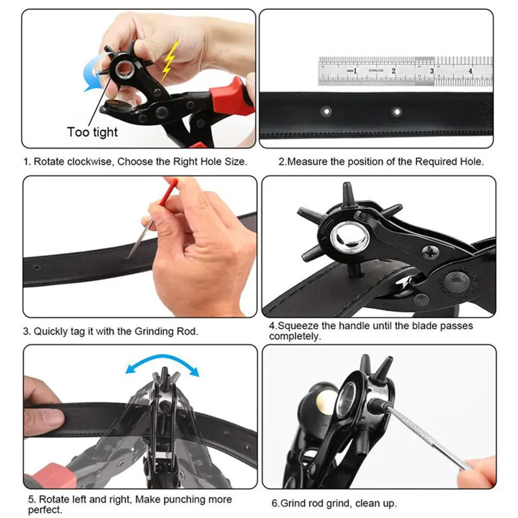 

Eyelet and Eyelet Puncher Tool Scrapbook Kit DIY Manual Tools Kit Belt Hole Punch Plier Set For Belts Watch Bands Straps DIY