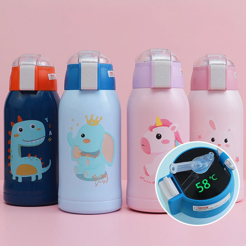 

500Ml New Smart Children'S Cup Temperature Display Intelligent Temperature Cartoon Stainless Steel Straw Vacuum Flask