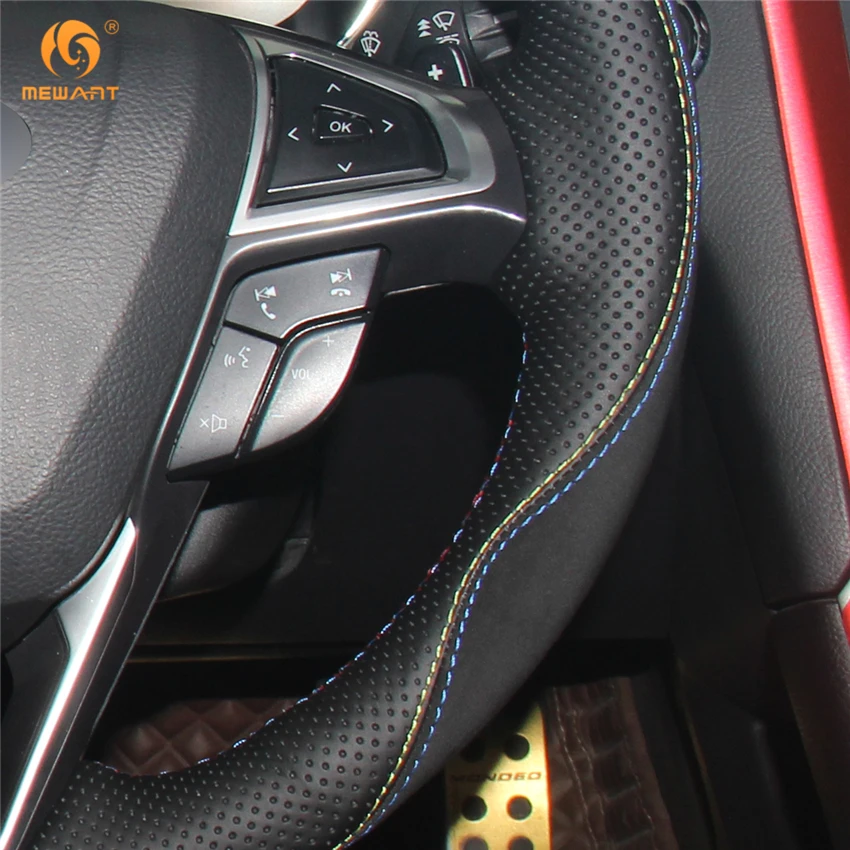 Черный замшевый чехол рулевого колеса автомобиля MEWANT из натуральной кожи для Ford