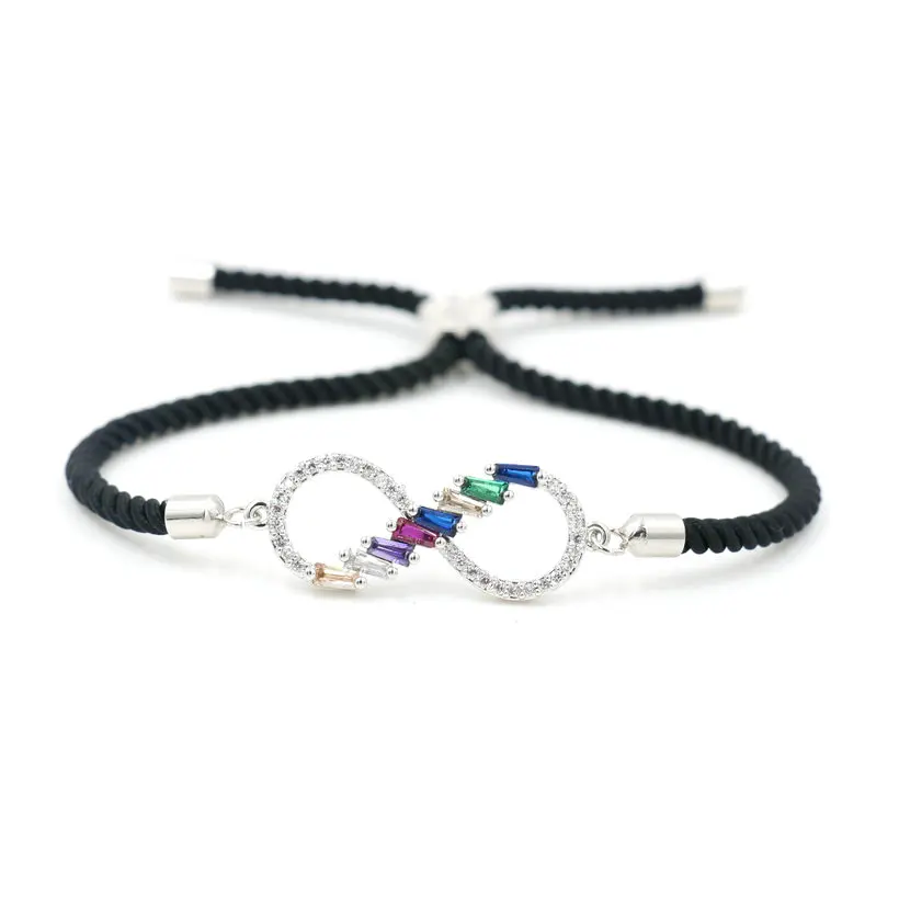 Модный дизайн браслет на удачу с черной красной нитью серебряный цвет кристалл