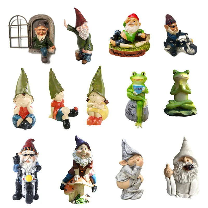

Mini Resin Naughty Garden Dwarf Gnome Statue Garden Home Decoration Garden Ornament Desk Decor for Halloween Christmas Gifts
