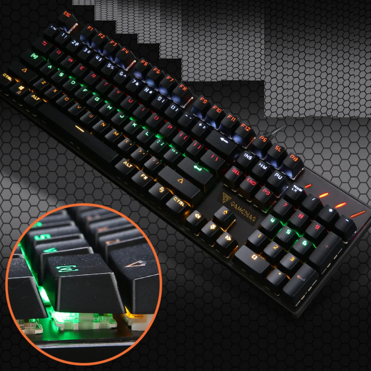 Механическая цветная RGB компактная игровая клавиатура K10 с 104 клавишами + мышь