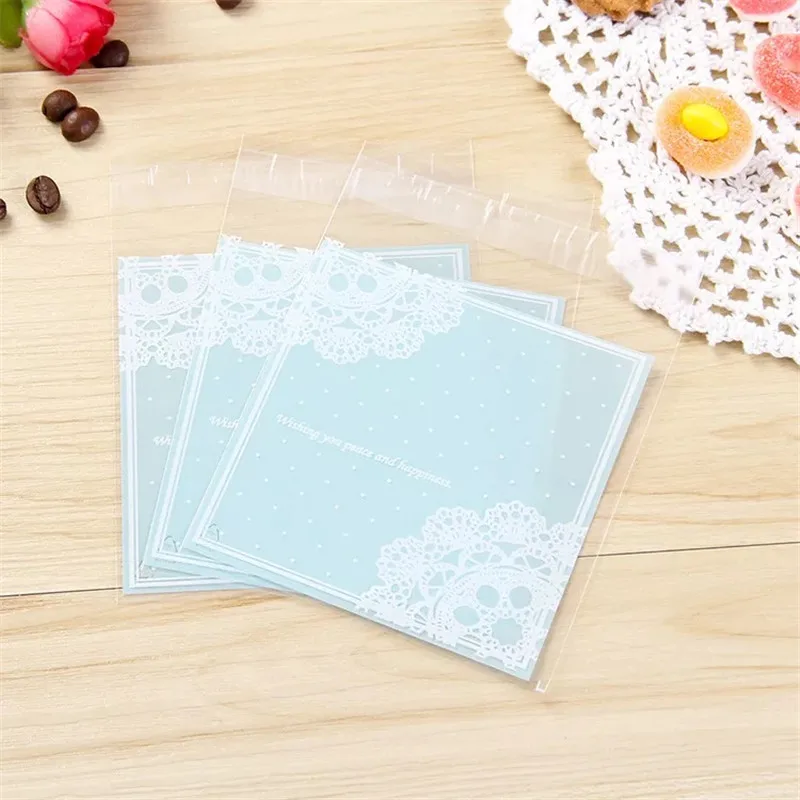 Пластиковые пакеты для печенья кружевные самоклеящиеся упаковки торта конфет 10