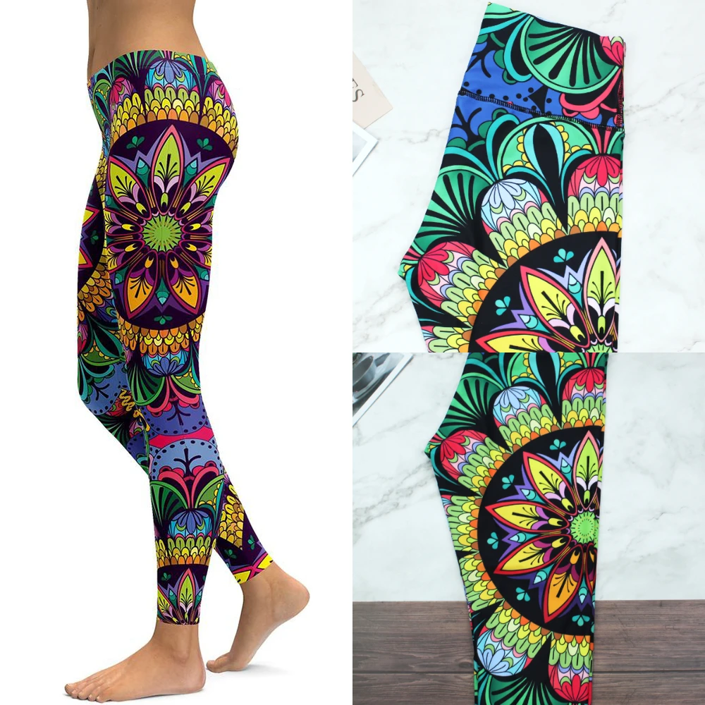 

Женские леггинсы с цветочным принтом SEASHY, штаны с высокой талией, удобная и облегающая спортивная одежда, джеггинсы для фитнеса, спортзала, ...