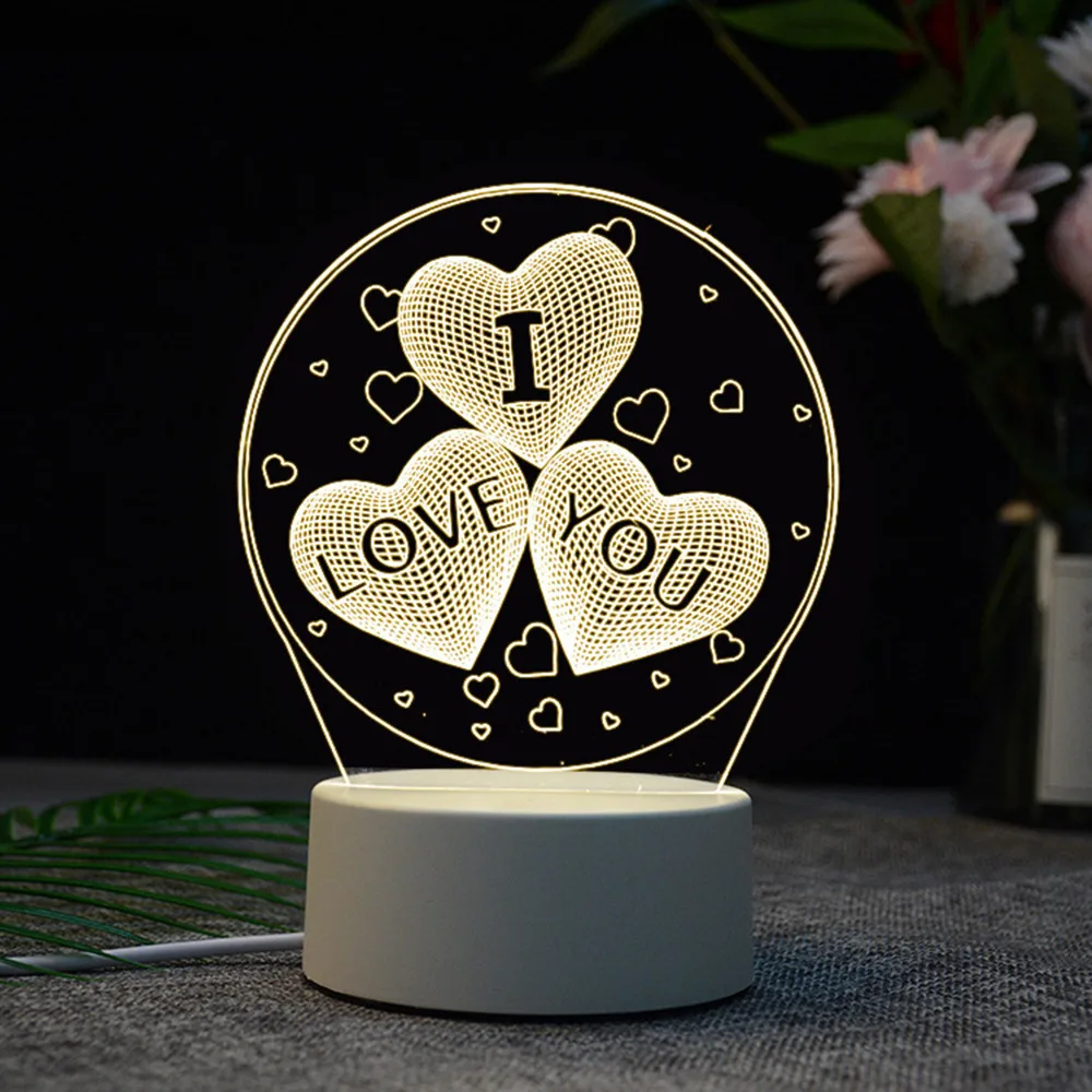 Красочная 3D голограммовая лампа I LOVE YOU USB акриловые огни Светодиодная ночник для