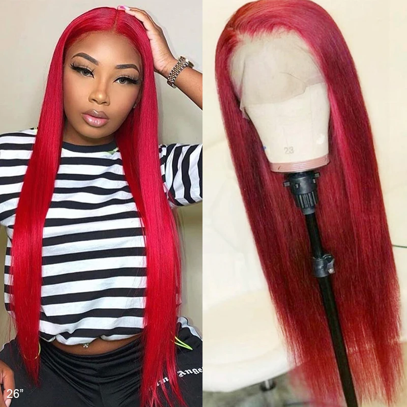 Парики из человеческих волос синие красные цветные прямые бразильские