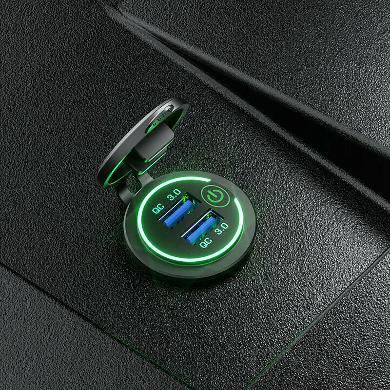 

12V/24V Fast Car Charger Dual USB Port Outlet QC 3.0 Socket Truck Durable