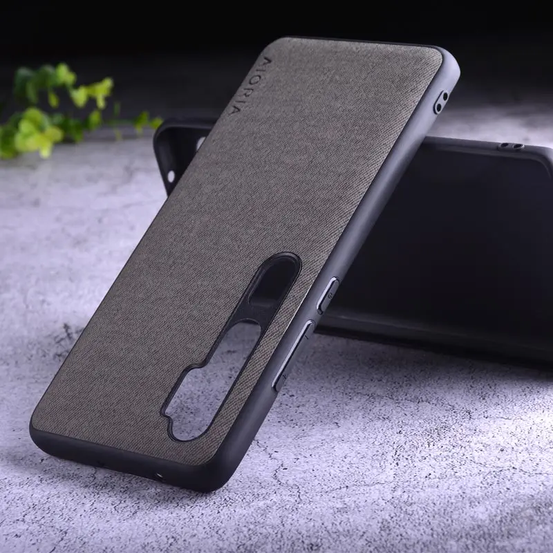 Dark Gray Текстильный чехол для Xiaomi mi note 10 pro, Жесткий ПК+ Мягкий ТПУ+ текстильный кожаный чехол, чехлы для mi note 10 pro - Цвет: Dark Gray