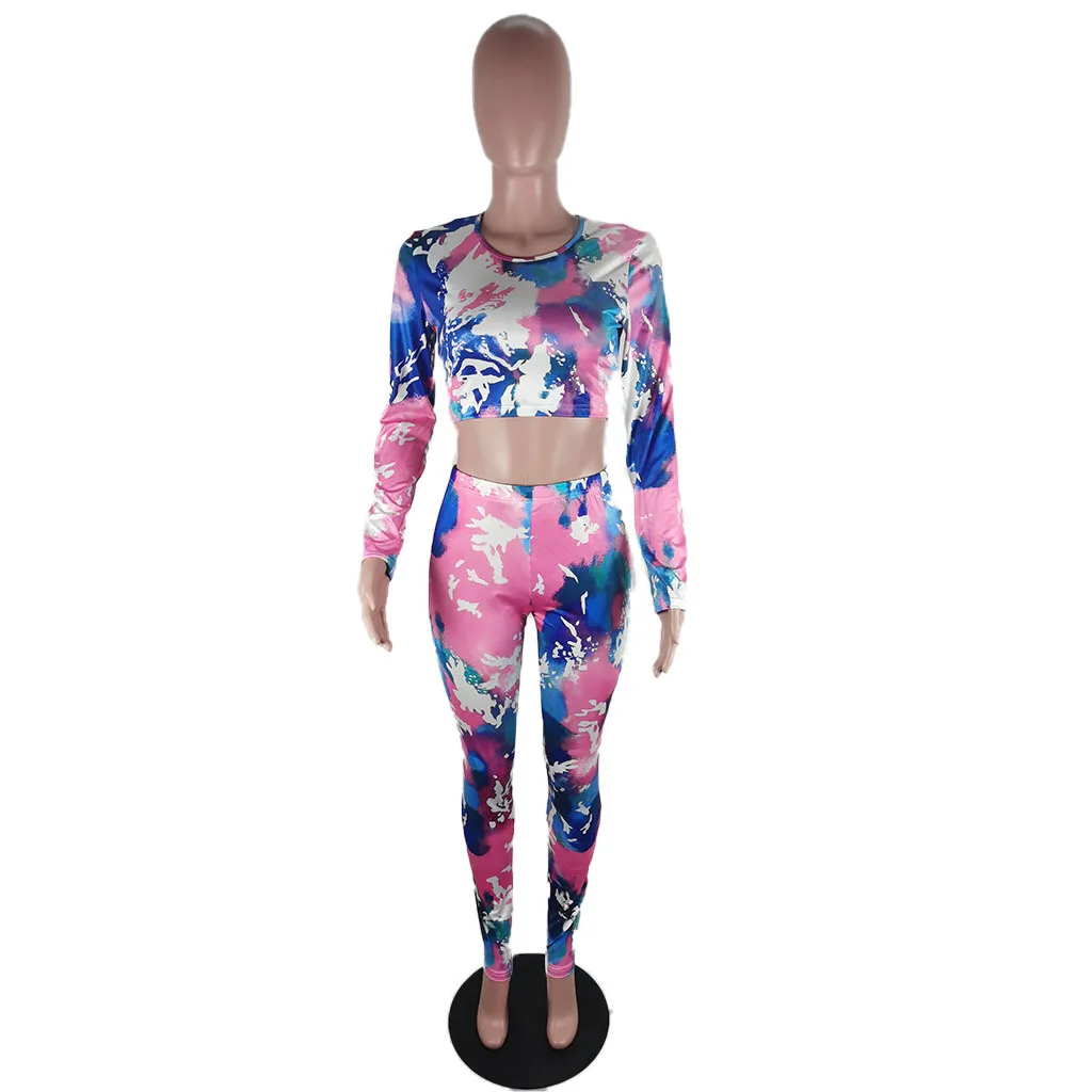 

Womens Set Long Sleeve Crop Tops Pencil Trousers Jogger Pants Tracksuit Matching Set Two Piece Set Outfit