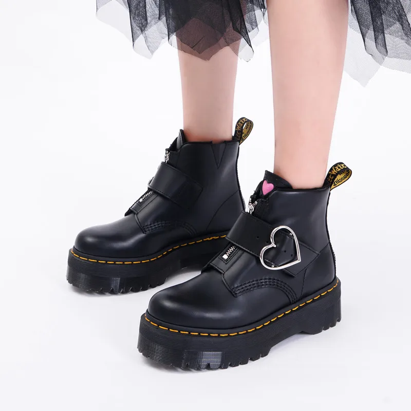 Женские кожаные ботильоны на платформе Удобная Осенняя обувь Коллекция 2021 года