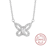 butterfly 2ct marquise cut white sapphire pendant necklace with 45cm chain 925 silver wedding necklace for women girl jewelry
