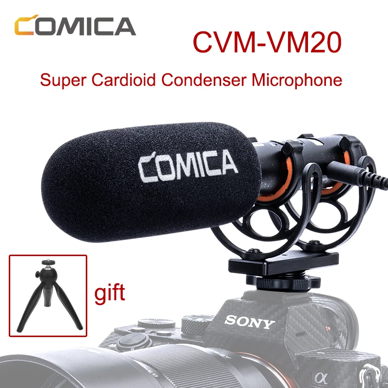 

COMICA CVM-VM20 Professional Recording Microphone TRRS 3.5mm CVM VM20 Cardioid Condenser MIC for Video Smartphone DSLR Camera