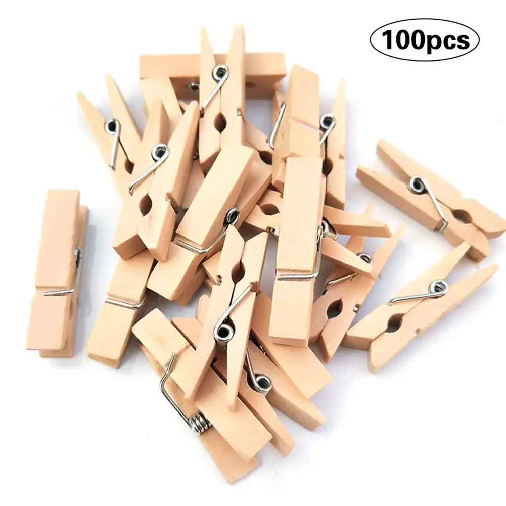 

100 шт Деревянные прищепки для одежды 12 дюймов Натуральные Цветные деревянные прищепки характеристики 3,5 см