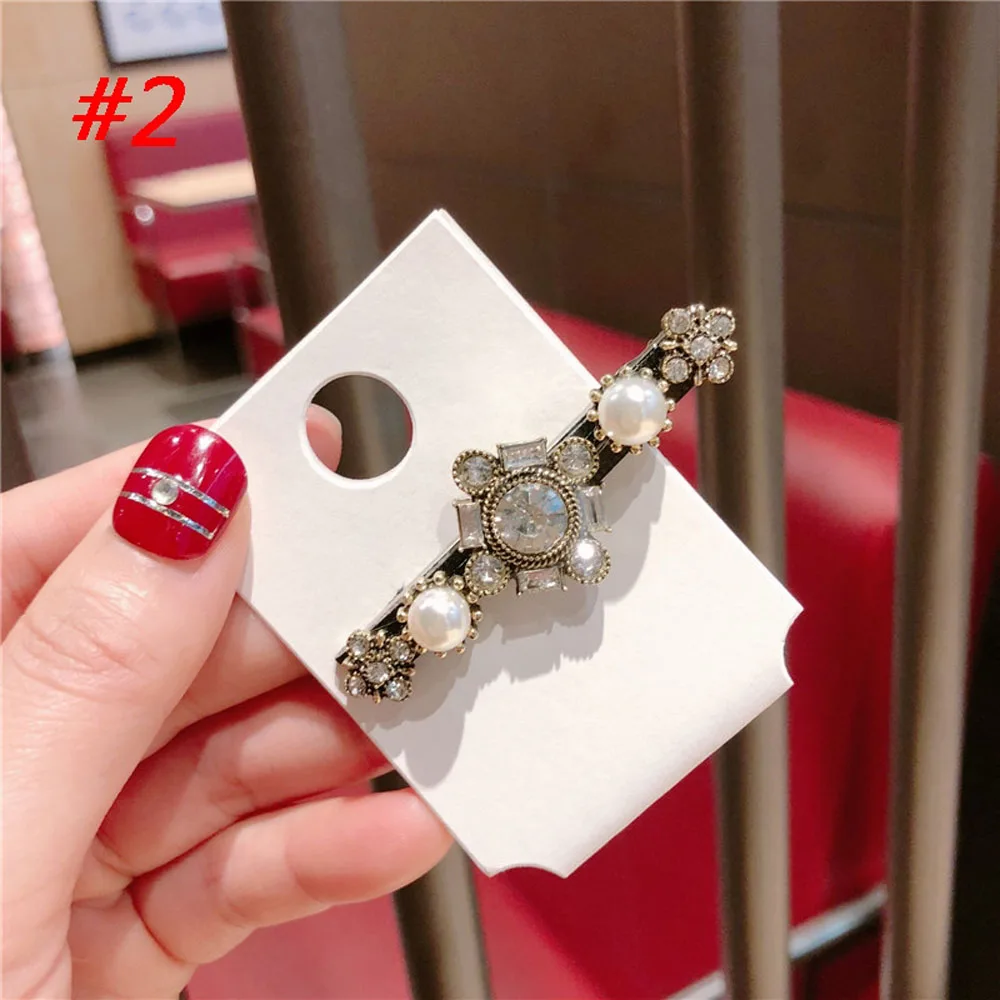 Винтажный заколка для волос Ретро цветок с жемчугом и кристаллами шпилька женщин