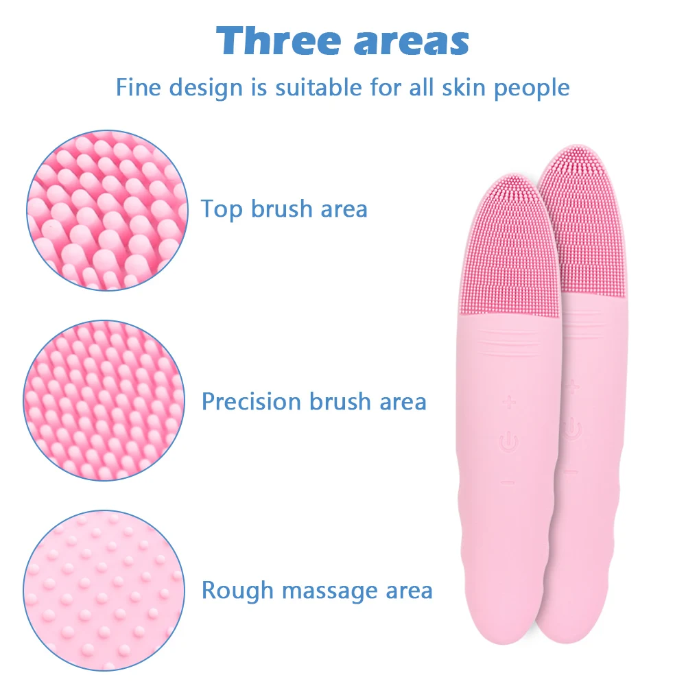 

Silicone Facial Cleansing Brush Face Pore Deep Cleanser Exfoliator Dead Skin Scrubber Waterproof Sonic Vibration Facial Massager