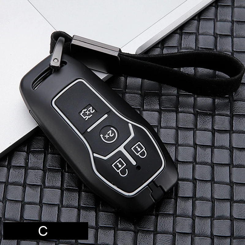 C Чехол для ключей из углеродного волокна для Ford Fusion Mondeo F-150 Explorer Edge Fob Shell - Название цвета: C