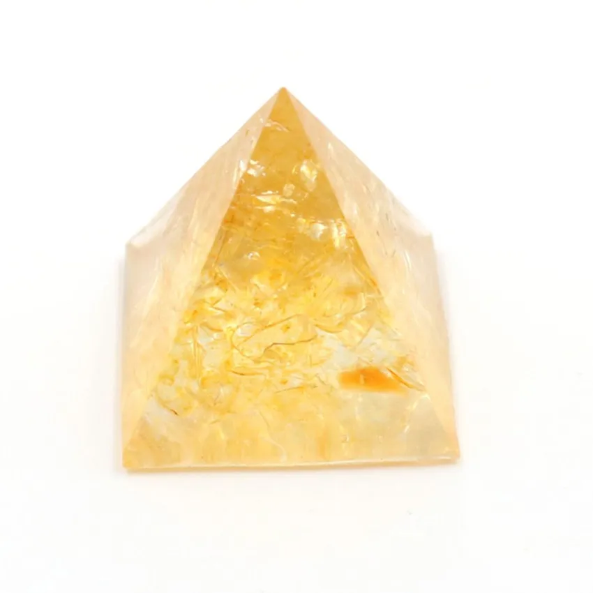 

FYJS Unique Ethnic Style Pyramid Yellow Citrines and Resin Pendant Tiger Eye Stone for Gift Inspiration Jewelry