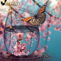 abstract pink cherry blossom diamond painting 5d diy wall art water cup butterfly sticker diamond embroidery inlaid room decor