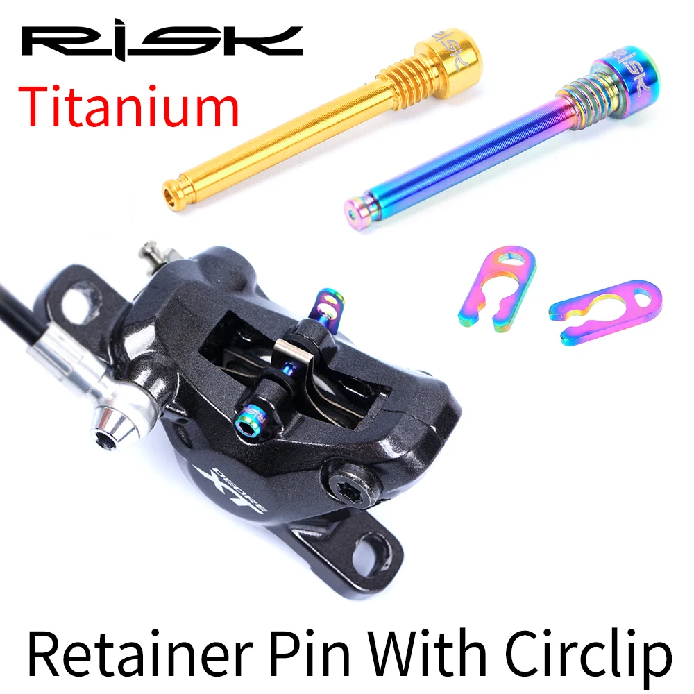 

RISK 2pcs/box Road MTB Bike Bicycle M4x26.5 Titanium Retainer Pin With Circlip Bolt For Threaded Hydraulic Disc Brake Pad Lining