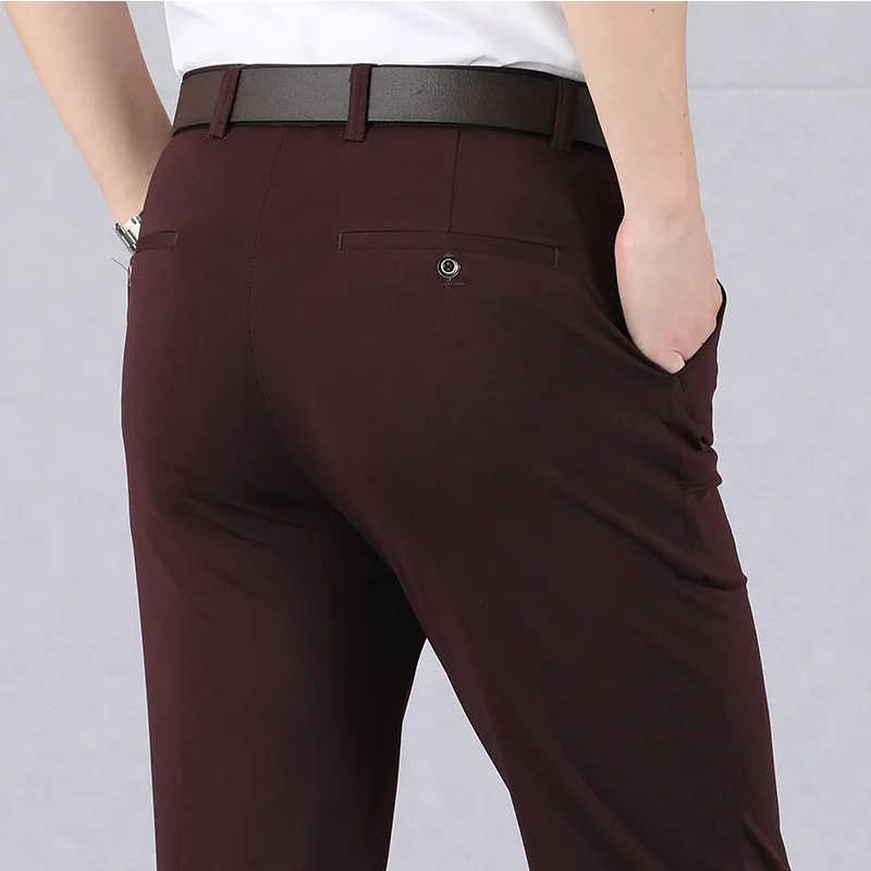 

Thin Spring and Summer Trousers Middle-aged and Elderly Casual Pants High Waist Long Pants Men's Trousers Stretch Dad Outfit