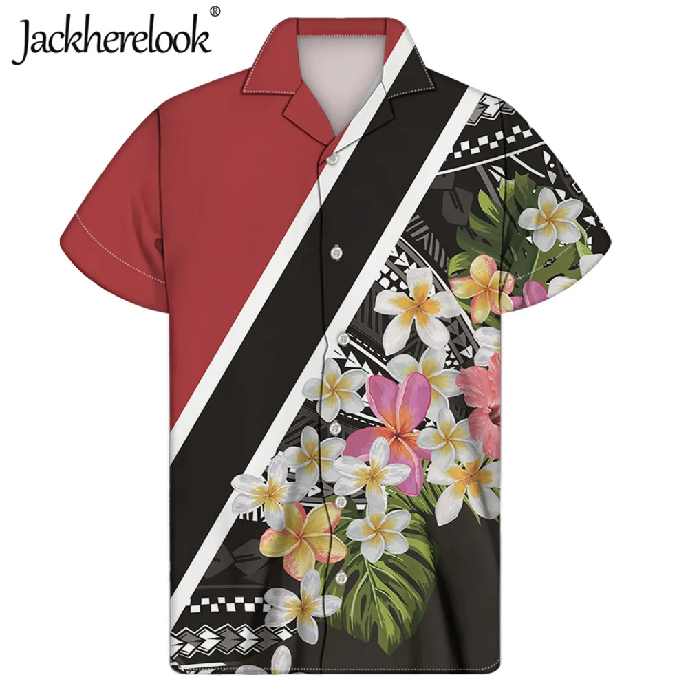 

Jackherelook Vintage Polyneisan Tattoo Floral Summer Men Hawaiian Shirts Short Sleeve Shirt Mens Casual Beach Man Oversized Top