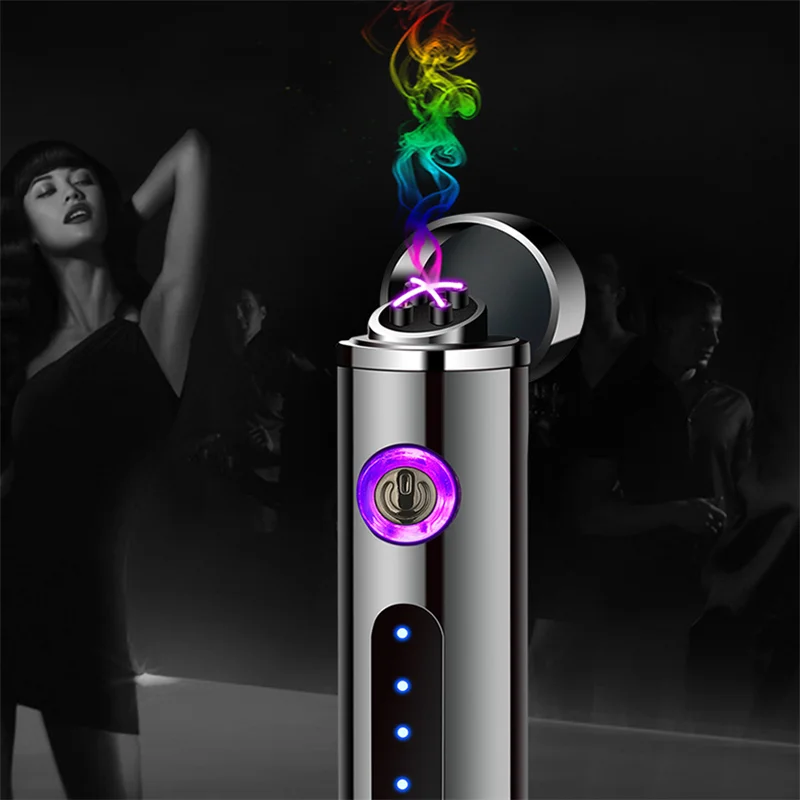 

Electric Metal Lighters Smoking Windproof Dual Arc Plasma Rechargeable USB Lighter hqd Disposable Cigarette Men Gadgets