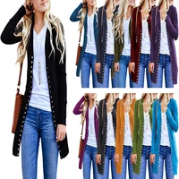spot trend new european and american popular womens long sleeve pit strip cardigan coat button coat in autumn and winter 2020