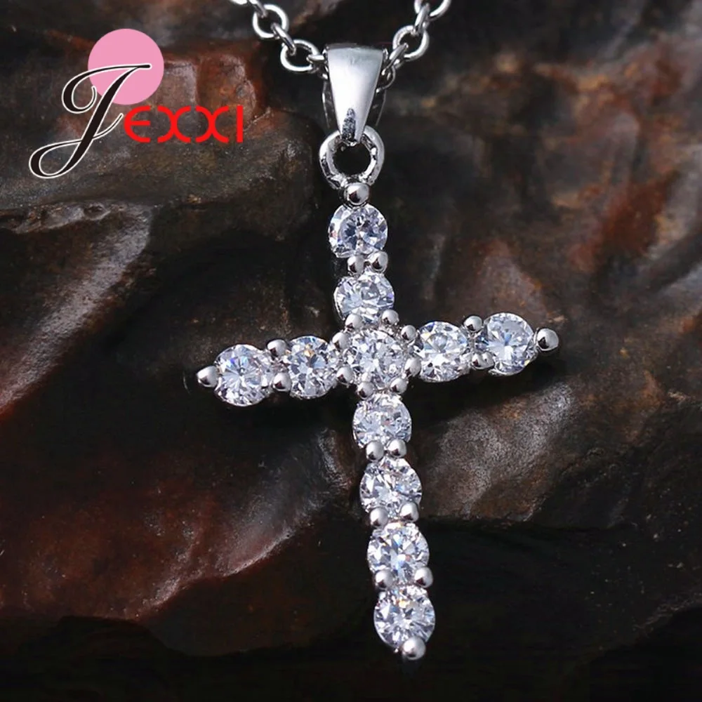 CZ Крест Хрустальные Подвески Серебро 925 модные ювелирные изделия Серебряная