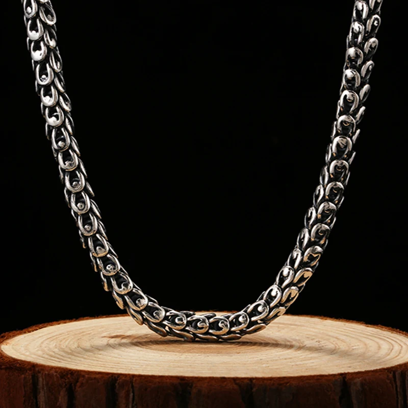 Колье ZABRA Dragonscale серебро 925 пробы Винтаж готика длина цепи 55 см для мужчин мода - Фото №1