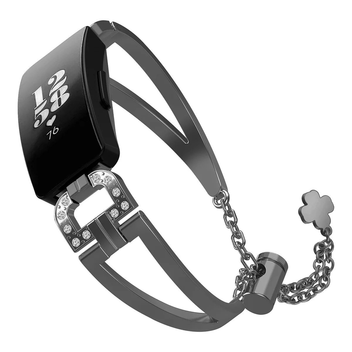 

Stainless Steel Diamond-studded Hollow D-shaped Chain Adjustment for Fitbit Inspire/HR Watch Strap