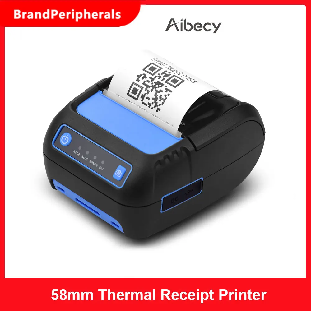 Портативный 58 мм Термальность чековый принтер портативный штрих кодов USB