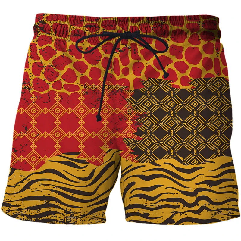 2021 Summer Men Beach Shorts Leopard Printed Splicing Men's Trunks 3D Fashion Hot Street Funny Casual Male Swimming Short Pants