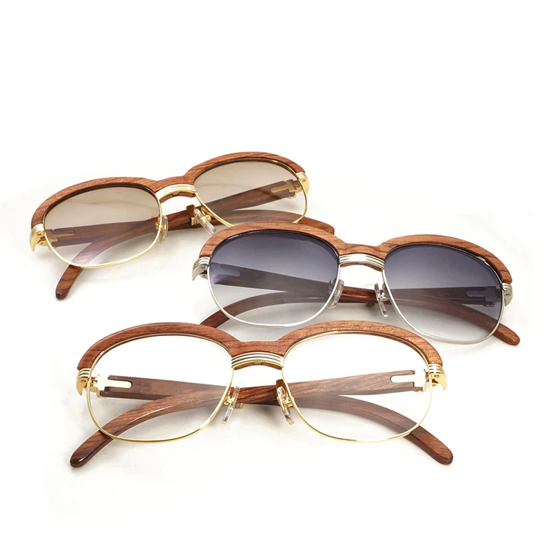 Винтажные мужские деревянные очки роскошные круглые солнцезащитные для женщин