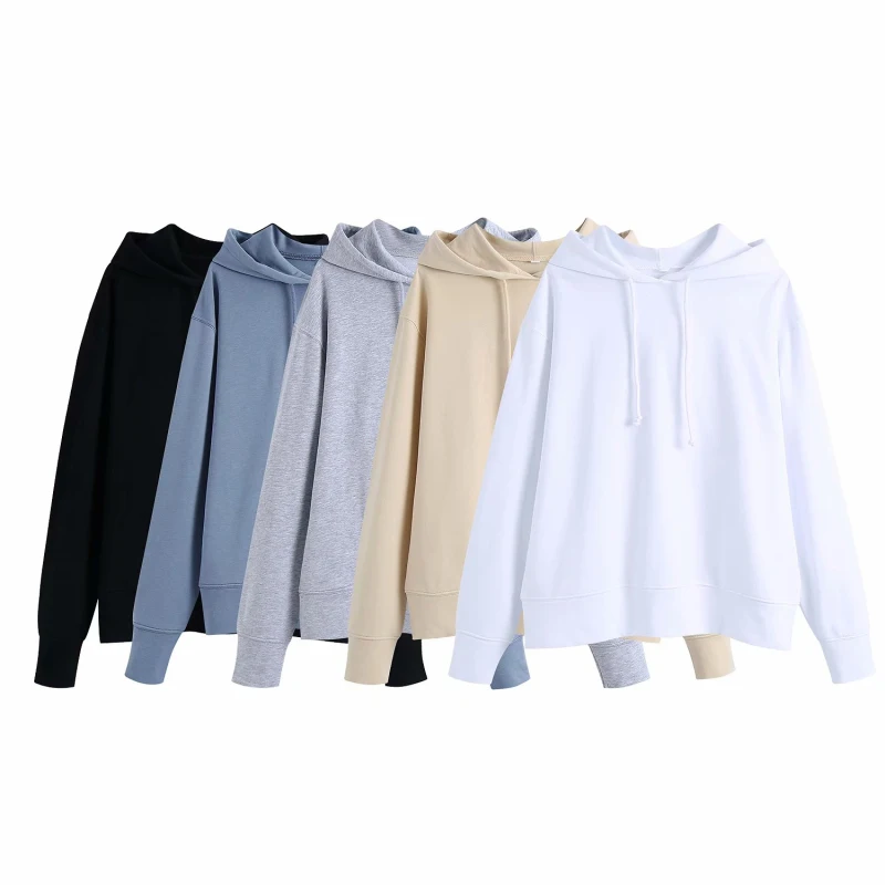 

PUWD Casual Woman Loose Soft Sports Hoodies 2021 Spring Fashion Ladies Oversized Hooded Pullover Girls Chic Basic Sweatshirt