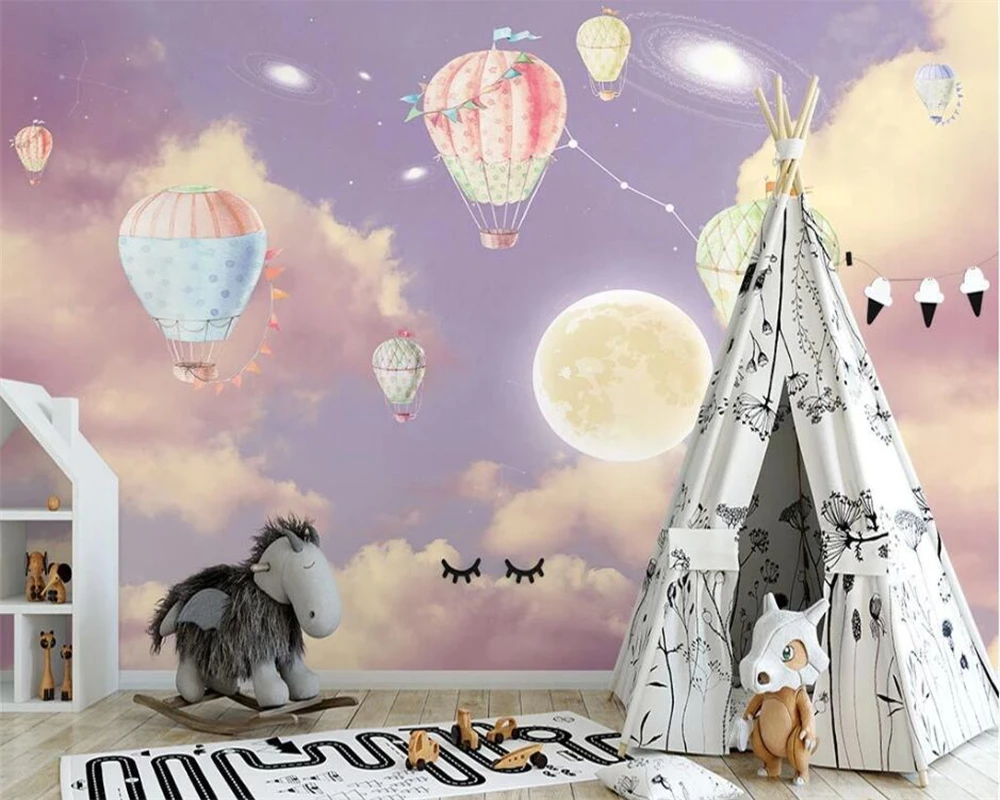 Новый скандинавский Фэнтези звездное небо воздушный шар Дети Принцесса фон обои