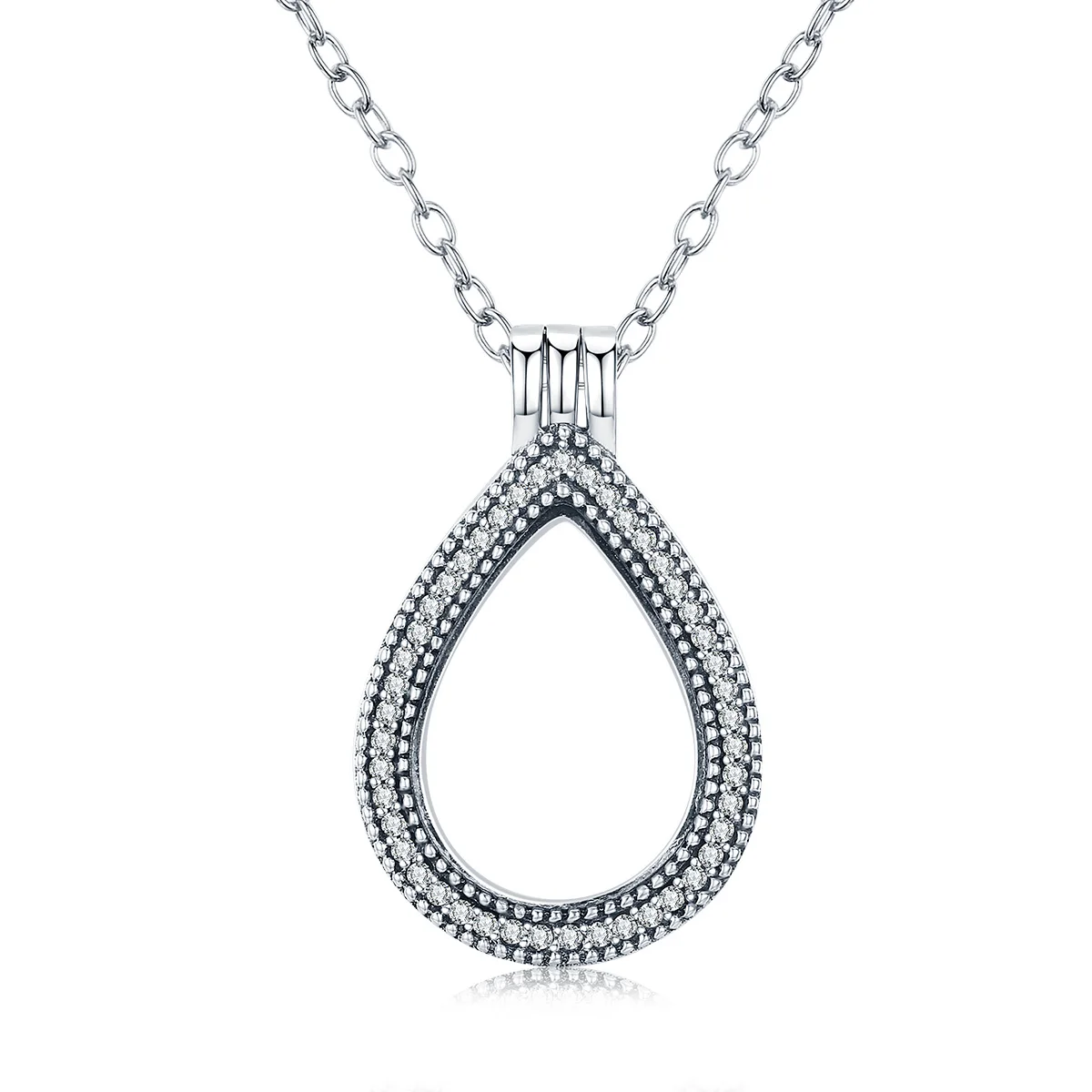 

STN1 New Personality Fashion Square Imitation Pearl Crystal Zircon Necklace ID