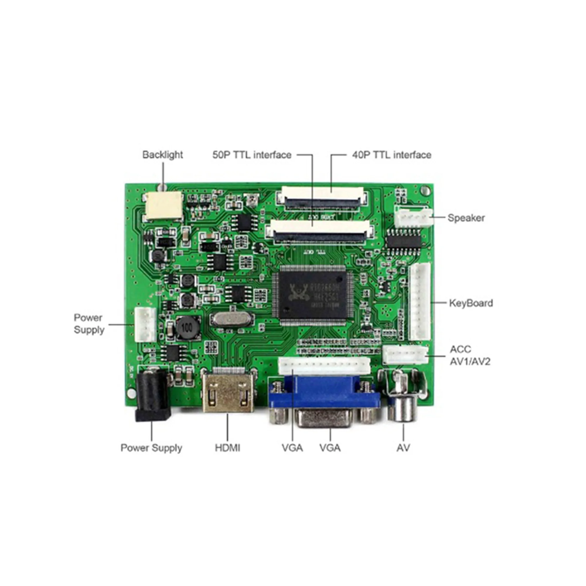 Плата драйвера разъема AV VGA HDMI TTL работающая на 7-дюймовом 10 1 дюймовом ЖК-экране с