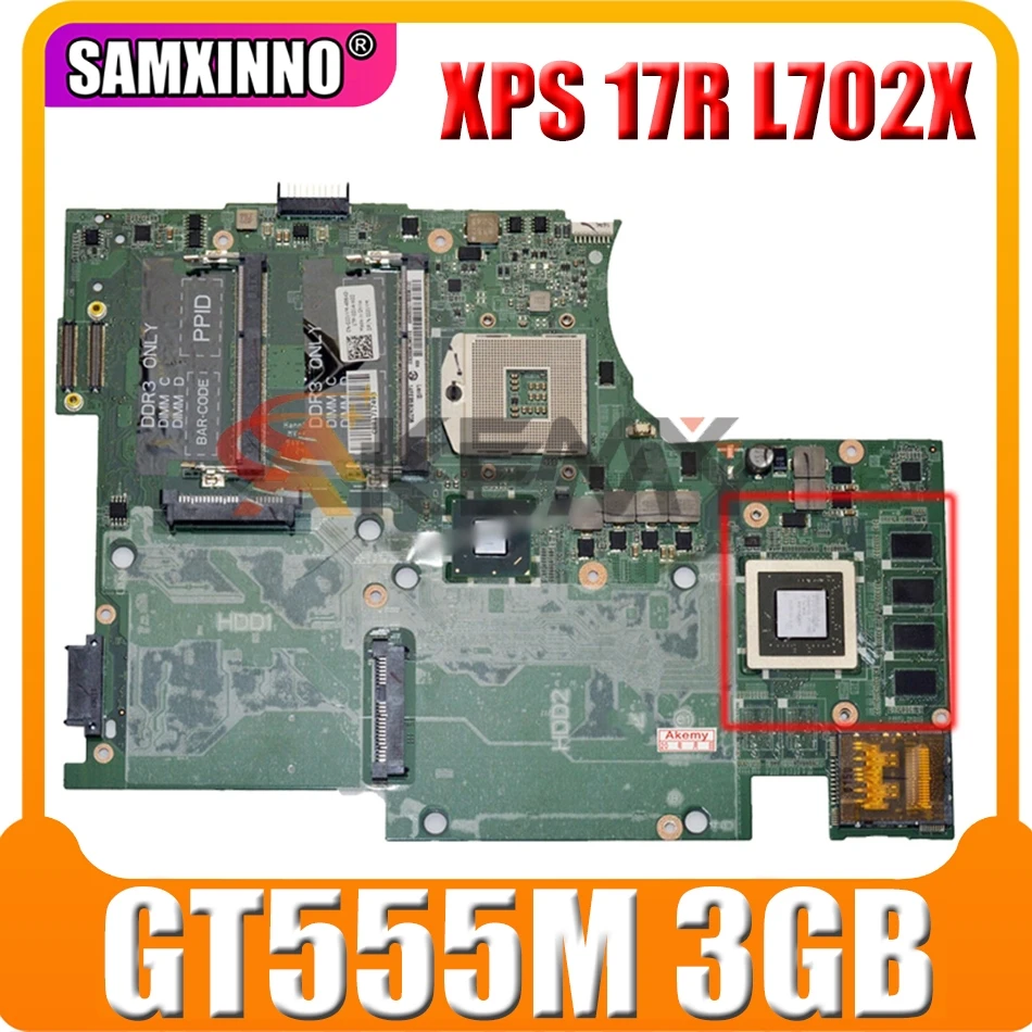 

For DELL XPS 17R L702X 3D GT555M Laptop Motherboard CN-0TXP27 0TXP27 DAGM7CMBAE1 Notebook Mainboard N12E-GE2-B-A1 3GB HM67