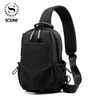 scione men anti theft chest bag school winter short trip messengers bag 2020 new arrival male headphone chest bags