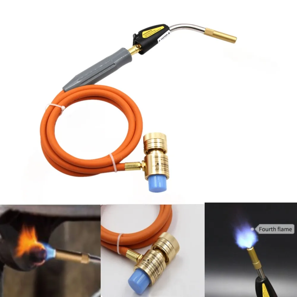 

Heating Braze Welding Torch With 1.5m Hose Propane MAPP Catridge Cylinder Gas Self Ignition for HVAC Plumbing Gas Torch Tool