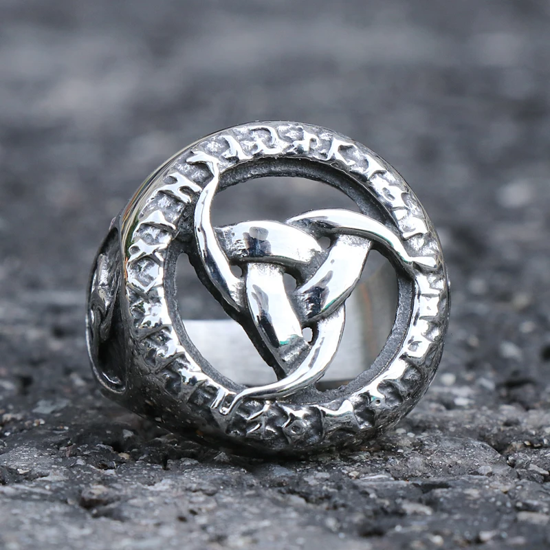 Уникальный дизайн с выбитым принтом Viking Valknut кольца Для мужчин мальчиков 316L