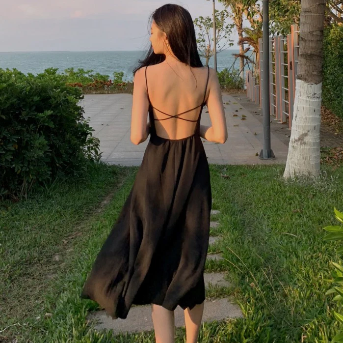 Сарафан женский на бретелях длинный пикантный Повседневный пляжный сарафан без