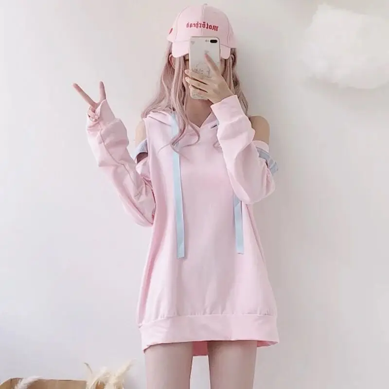 Женские толстовки в Корейском стиле kawaii простые повседневные Универсальные
