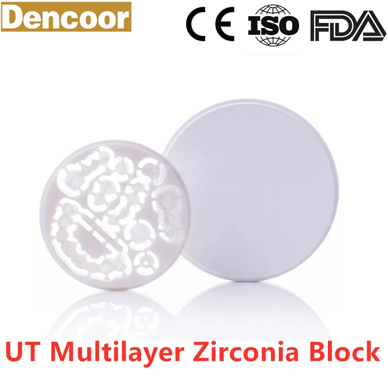 UTML C3 Color ISO CE Approved Ultra Translucent Dental Zirconia Block 98mm 3D multilayer discs