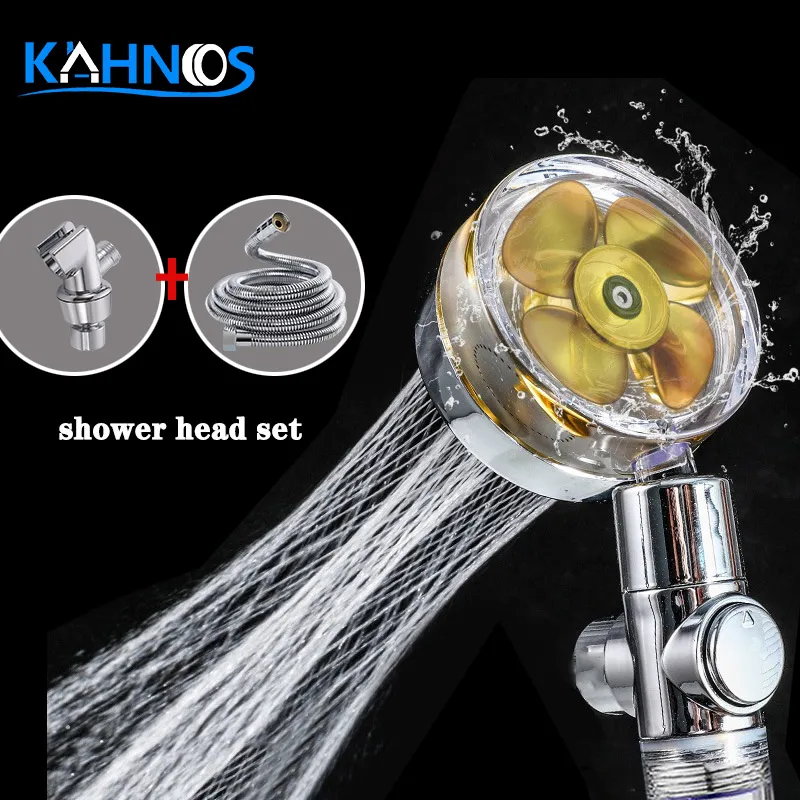 

2021 Shower Head Water Saving Flow 360 Degrees Rotating With Small Fan Abs Rain High Pressure Spray Nozzle Bathroom Accessories