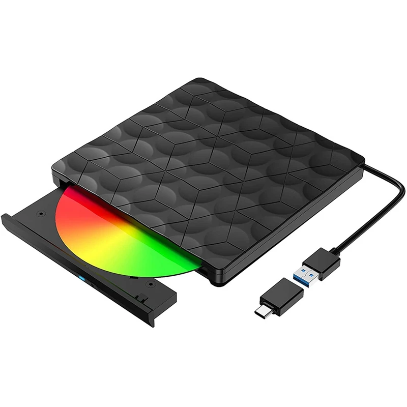 

External CD DVD Drive USB 3.0 & Type-C External CD DVD - / + RW Burner Low Noise External Drive for Laptop, Desktop